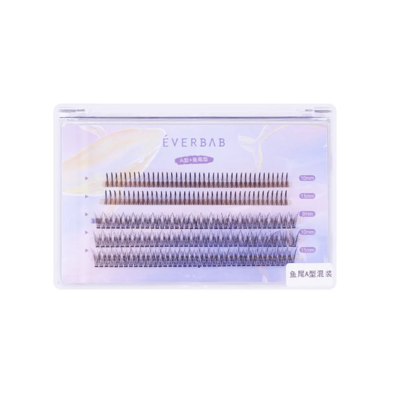 [Self-operated] China EVERBAB single cluster false eyelashes mixed pack, natural A type + fish tail type, fairy hair, 80 + 120, natural and easy to use, thick single false eyelashes