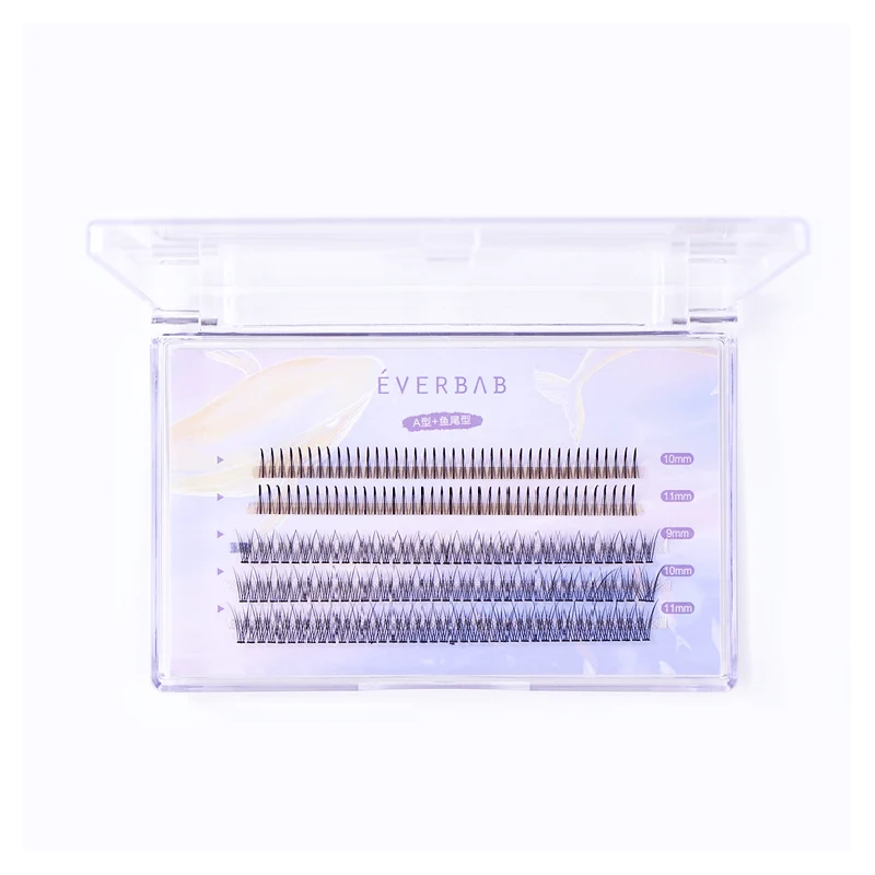 [Self-operated] China EVERBAB single cluster false eyelashes mixed pack, natural A type + fish tail type, fairy hair, 80 + 120, natural and easy to use, thick single false eyelashes