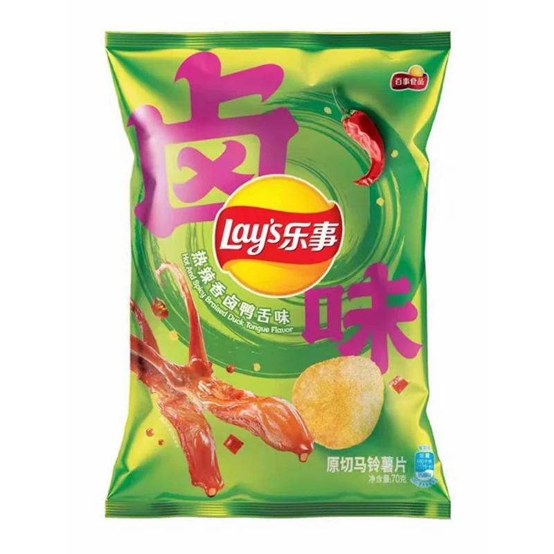 [Self-operated] China Pepsi LAY'S Braised Potato Chips Hot Spicy Braised Duck Tongue Flavor 70g/bag