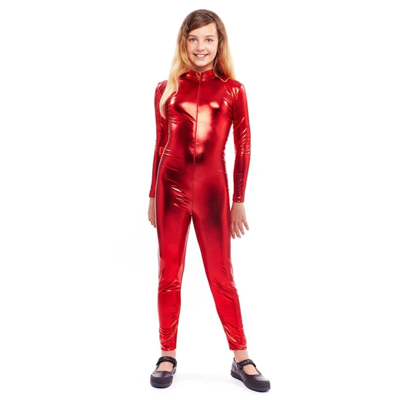 Ganzkörper Body Metallic-Rot für Kinder