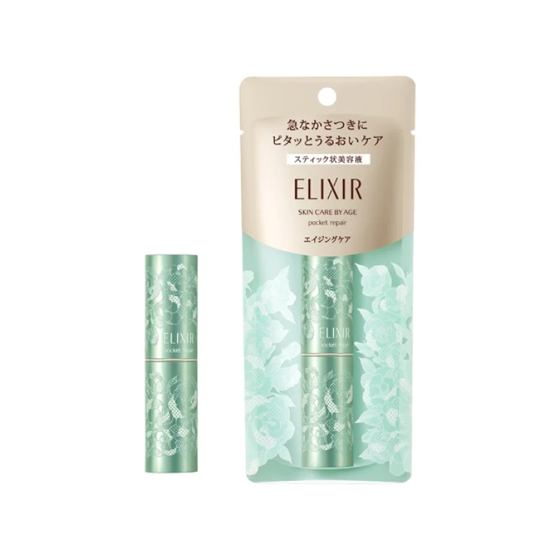 [Self-operated] Japanese SHISEIDO ELIXIR Limited Edition Essence Hydrating Stick Green Packaging 8.5g Anti-wrinkle Essence Makeup Setting Hydrating Stick