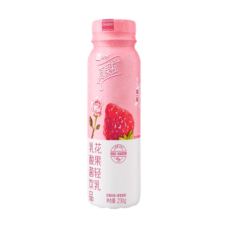 [Self-operated] China MENGNIU Mengniu Real Fruit Granules Flower and Fruit Light Milk Rose Strawberry Flavor 230g Lactic Acid Bacteria Milk Drink Low Fat