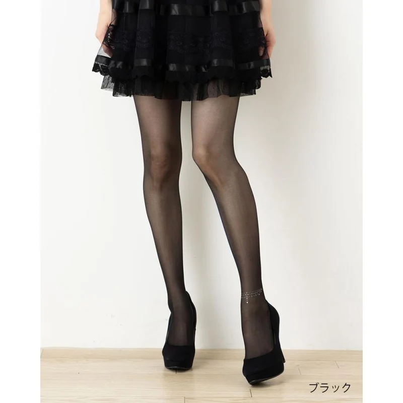 [Self-operated] Japan's Atsugi ATSUGI wire anklet stockings, pantyhose, black (480) L~LL Hips 90-103 Height 155cm-170cm