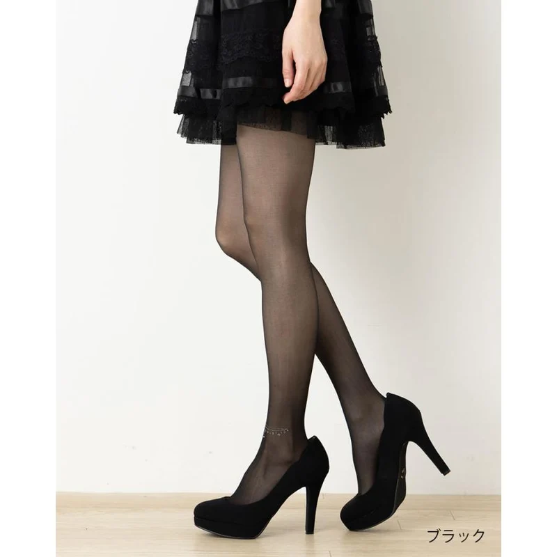 [Self-operated] Japan Atsugi ATSUGI wire anklet stockings, pantyhose, black (480) M~L Hips 85-98 Height 150cm-165cm