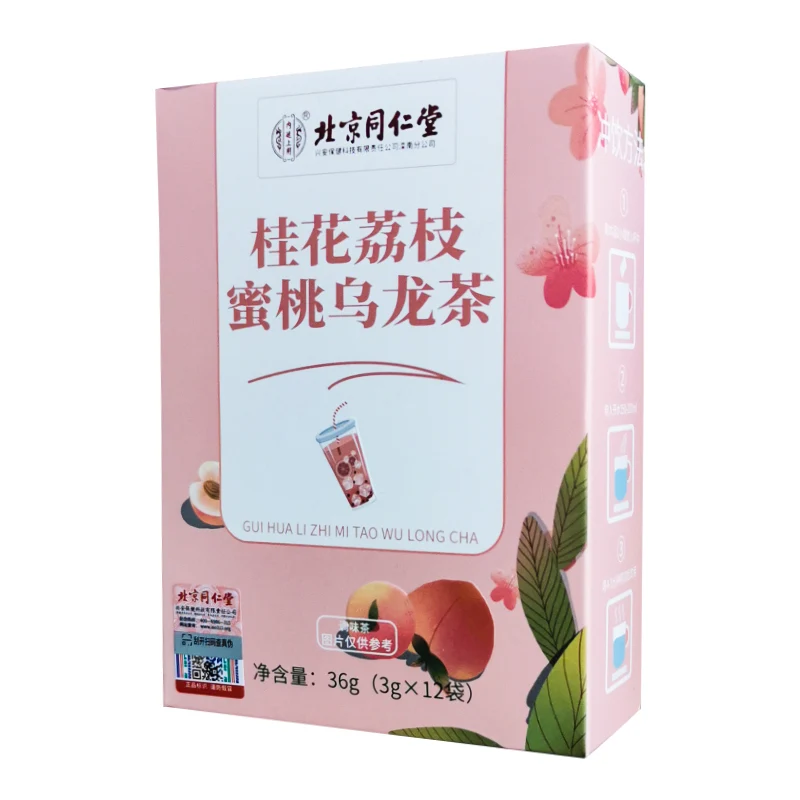[Self-operated] China Beijing Tongrentang Osmanthus Lychee Peach Oolong Tea 3g*12 bags Oolong tea bag scented tea cold brew tea bag fruit tea vitality health tea