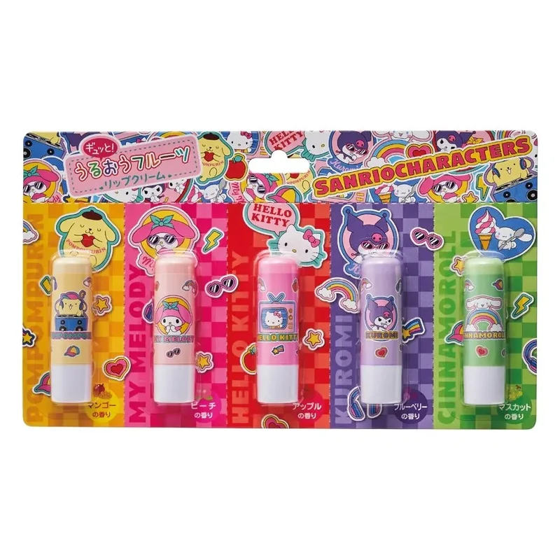 [Self-operated] Japan Sanrio Cartoon Lipstick Combination 5 Pack Moisturizing, Moisturizing, Lip Protecting Lip Balm
