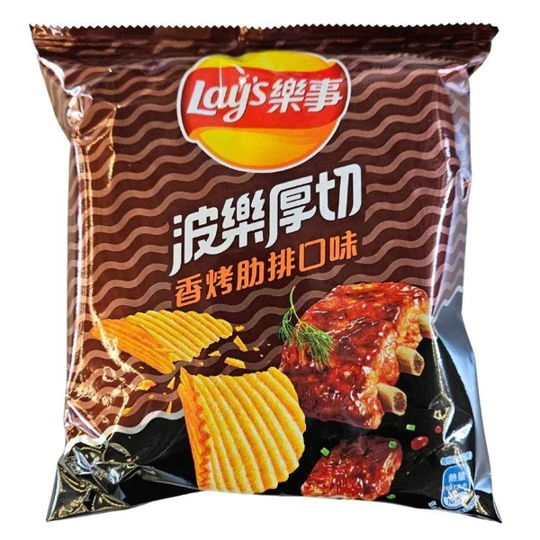 [Self-operated] China Pepsi LAY'S Potato Chips Thick-cut Waves Grilled Rib Flavor 59.5g/bag