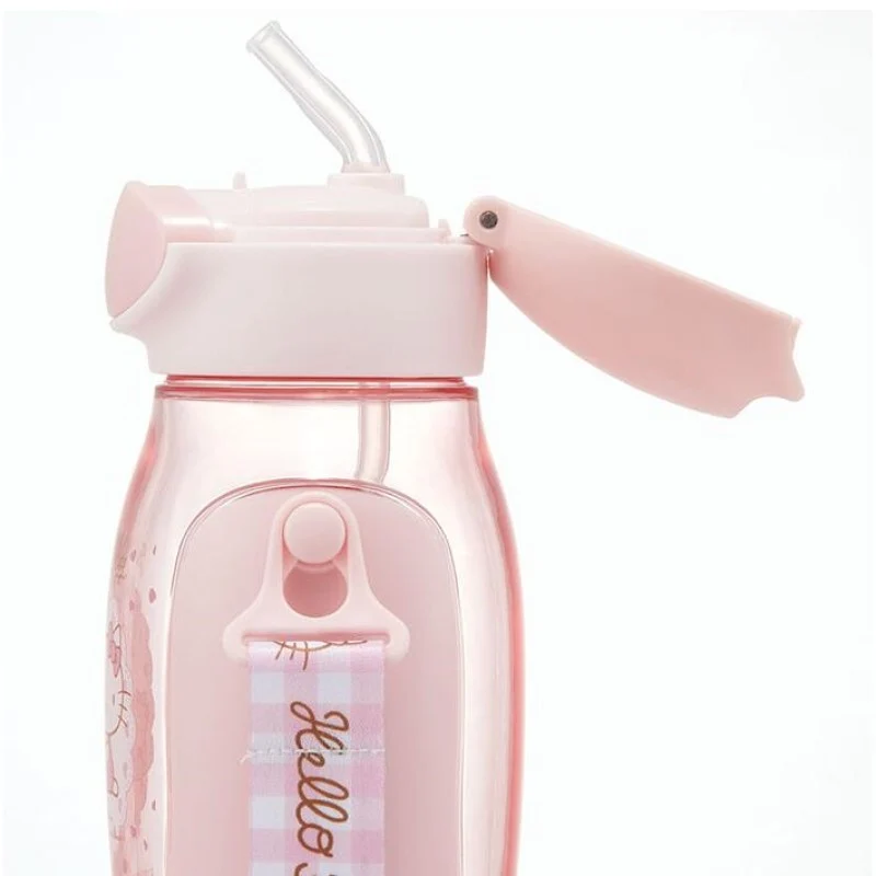 [Self-operated] Japan's Sanrio HelloKitty Straw Kettle 530ml High Temperature Resistant Push-Push Children's Portable Kettle