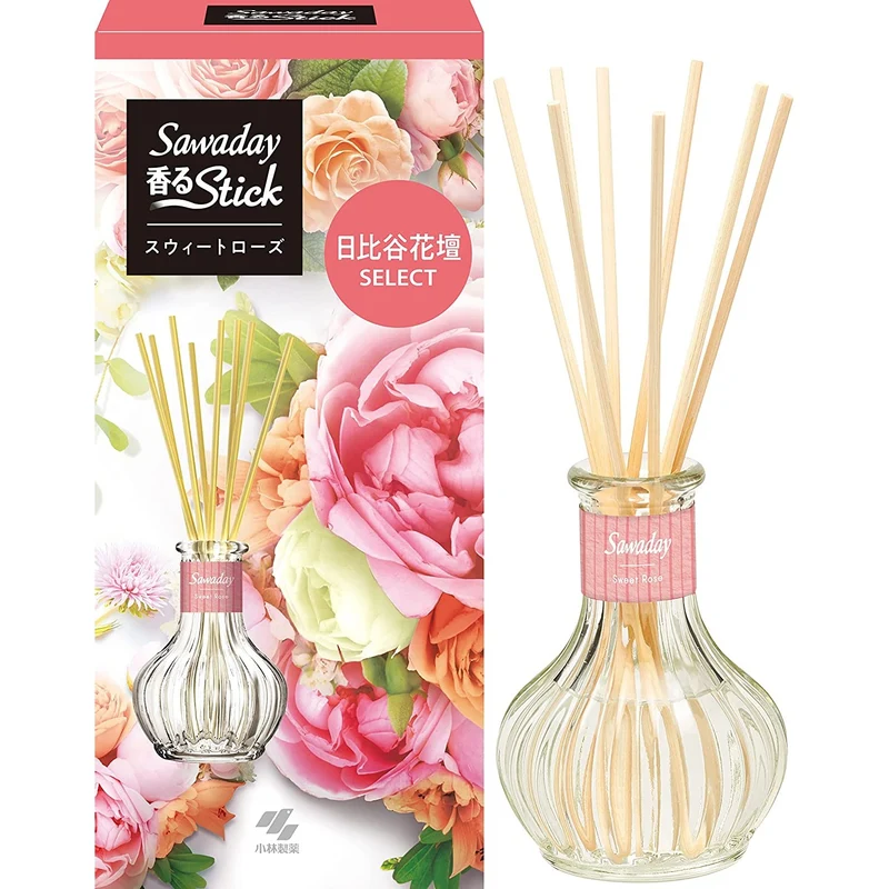 [Self-operated] Japan's KOBAYASHI Kobayashi Pharmaceutical Sawaday Aromatherapy Stick Air Freshener Sweet Rose Fragrance 70ml Indoor Deodorizing Wooden Stick Deodorizing Air Freshener Fragrance