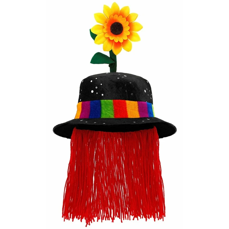 Schwarzer Clown-Hut mit Haar