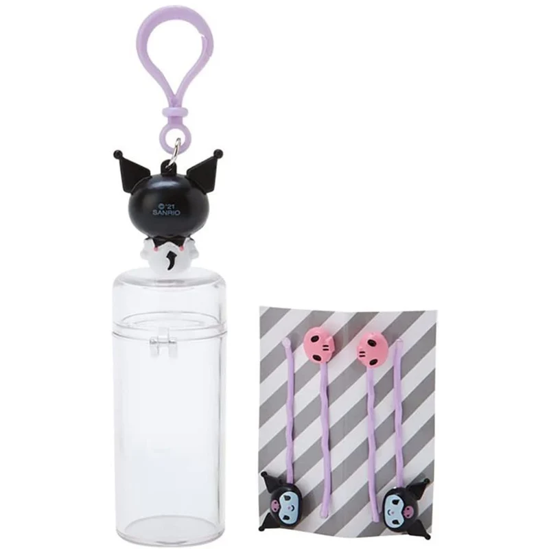 [Self-operated] Japan's Sanrio one-word hairpin with storage jar Kuromi style 4 pack cute one-word side clip bangs clip headband hair clip hair accessories