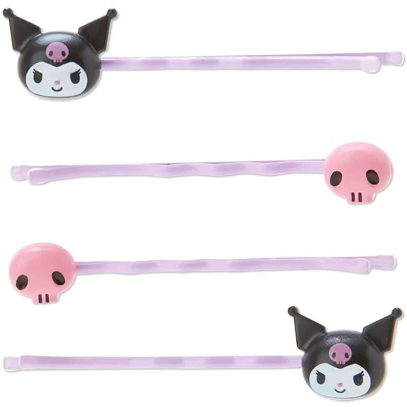[Self-operated] Japan's Sanrio one-word hairpin with storage jar Kuromi style 4 pack cute one-word side clip bangs clip headband hair clip hair accessories