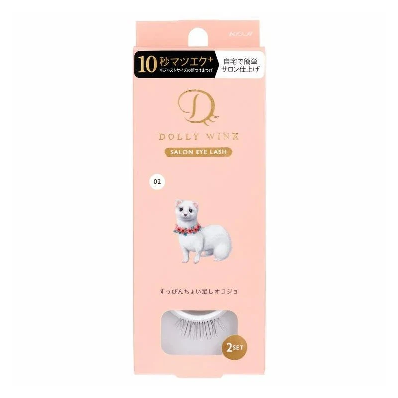 [Self-operated] Japanese KOJI Dolly Wink animal theme false eyelashes 2 pairs #02 natural innocent white glaze black whole natural artificial brown and black eye tail false eyelashes