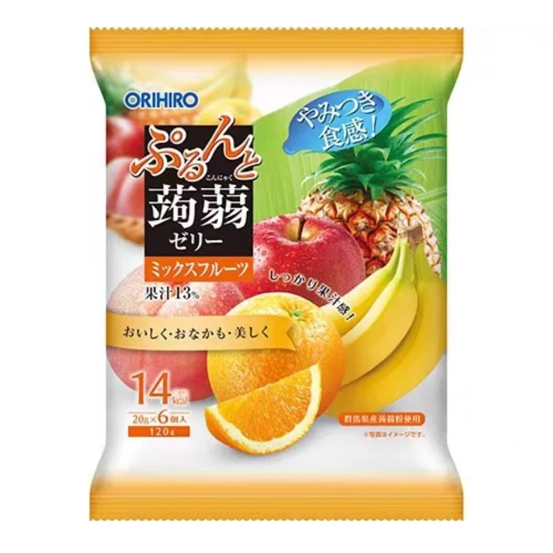 [Self-operated] Japanese ORIHIRO low-calorie konjac juice jelly 6 pieces, ready to eat, orange, apple, pineapple and banana four flavors