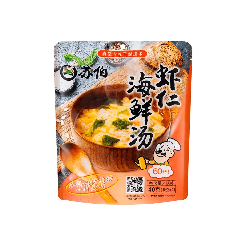 [Self-operated] China Subo Shrimp Seafood Soup 40g Freeze-dried small package seafood soup instant soup package