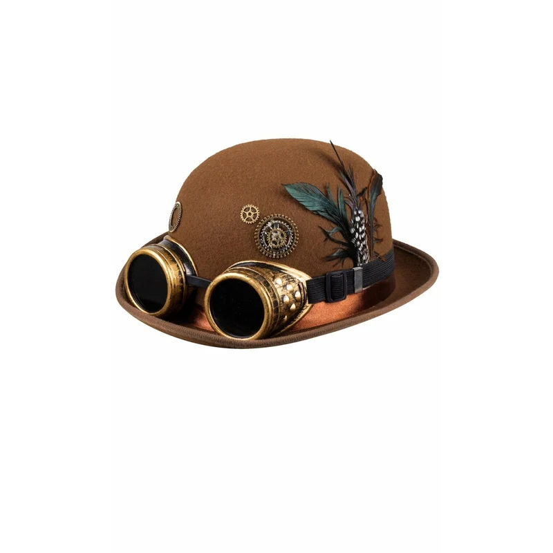 Steampunk-Bowler Hut mit Brille