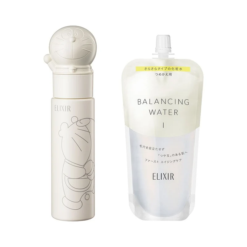 [Self-operated] Japanese SHISEIDO ELIXIR anti-aging repair lotion No. 168 (refreshing type) Doraemon joint model limited edition set 150ml+XNUMXml
