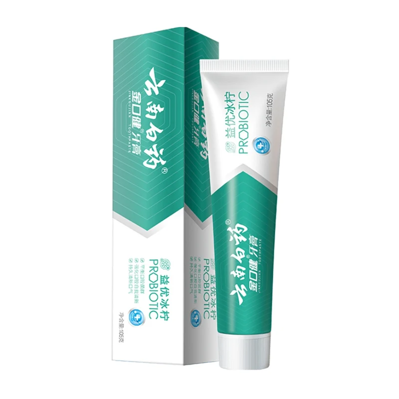 [Self-operated] China YUNNAN BAIYAO Yunnan Baiyao Jinkoujian toothpaste Yiyou fresh ice lemon mint type 105g fresh breath care gums