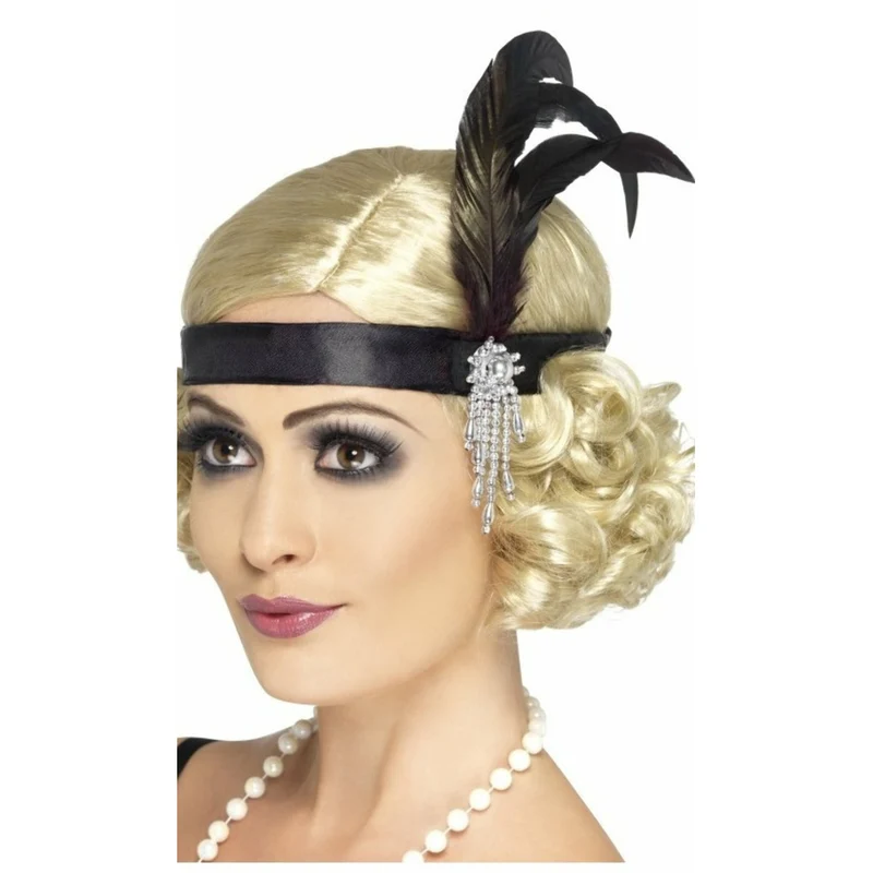 Charleston Stirnband schwarz mit Edelsteine