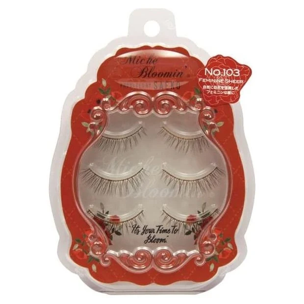 [Self-operated] Japanese Miche Bloomin Saeko 3D upgraded version of false eyelashes #103 Feminine taste 3 pairs reusable natural curling long artificial eyelashes