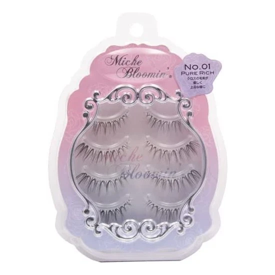 [Self-operated] Japanese Miche Bloomin Saeko 3D False Eyelashes #01 Pure Rich 4 Pairs Reusable Natural Curly Long Simulated Eyelashes