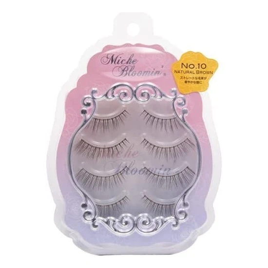 [Self-operated] Japanese Miche Bloomin Saeko 3D False Eyelashes #10 Natural Brown 4 Pairs Reusable Natural Curly Long Simulated Eyelashes