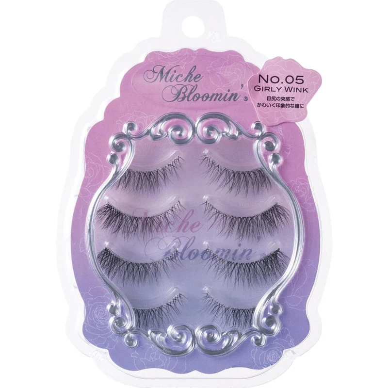 [Self-operated] Japanese Miche Bloomin Saeko 3D False Eyelashes #05 Blinking Girl 4 Pairs Pack Reusable Natural Curly Long Artificial Eyelashes