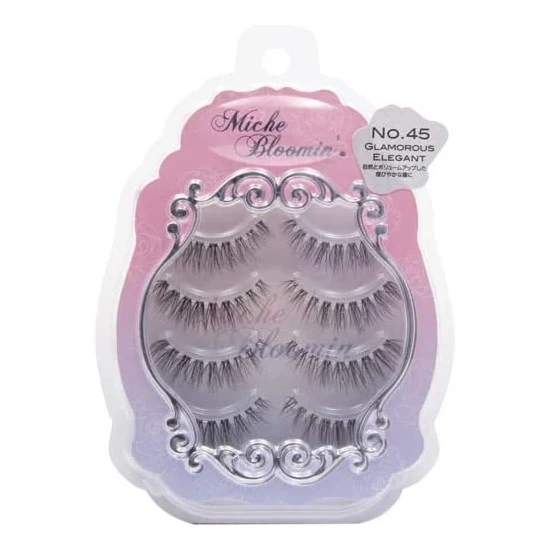 [Self-operated] Japanese Miche Bloomin Saeko 3D False Eyelashes #45 Charming and Elegant 4 Pairs Pack Reusable Naturally Curled Long Artificial Eyelashes