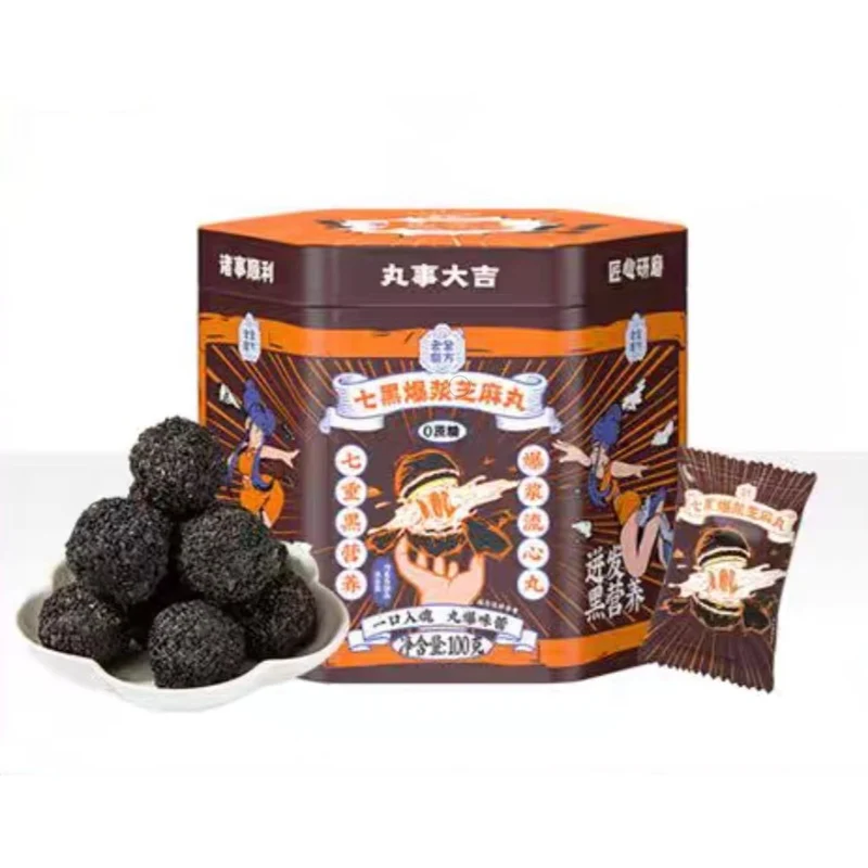 [Self-operated] China LAOJIN MOFANG Black Sesame Balls 100g Qihei Explosive Sesame Balls