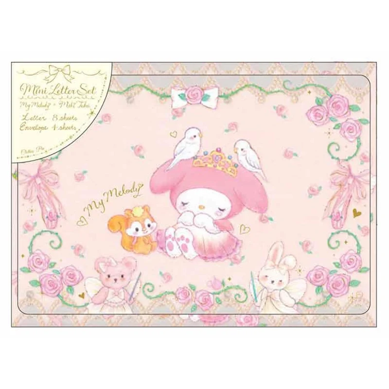 [Self-operated] Japan Sanrio greeting card gift card Melody card communication paper 8 pieces cartoon envelopes 4 pieces