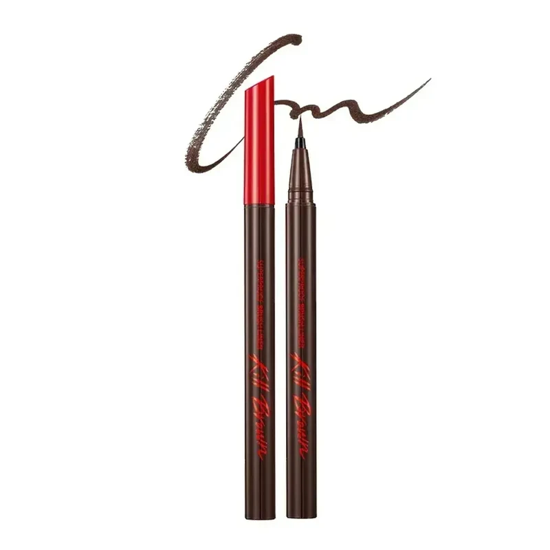 [Self-operated] Korean CLUB CLIO New Waterproof Liquid Eyeliner Pen Ultra-Fine Red Cap Version 1 Pack #02 Kill Brown Waterproof, Anti-smudge, Long-lasting Makeup