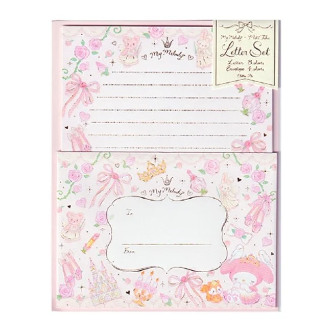 [Self-operated] Japan Sanrio set letter paper Melody card communication paper 8 pieces cartoon envelopes 4 pieces including note paper tube