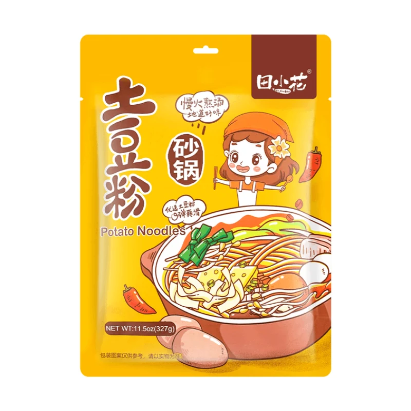 [Self-operated] China Tian Xiaohua Casserole Potato Powder 327g Comes with seasoning pack Q-bomb smooth appetizer snack Self-cooked late night snack