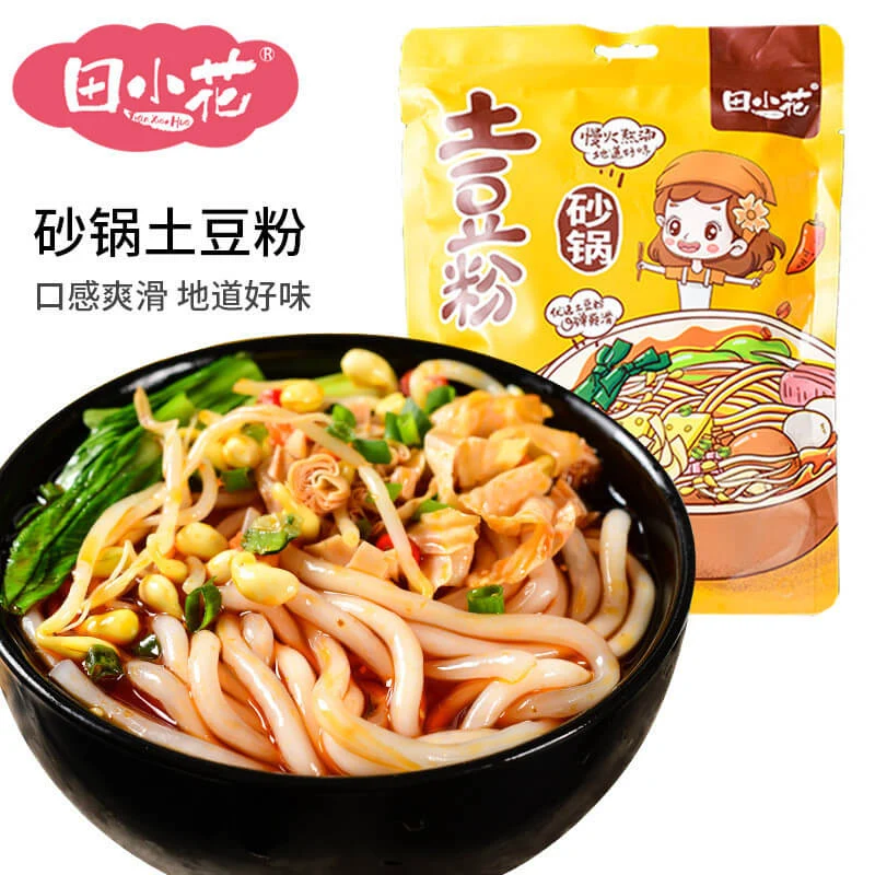 [Self-operated] China Tian Xiaohua Casserole Potato Powder 327g Comes with seasoning pack Q-bomb smooth appetizer snack Self-cooked late night snack