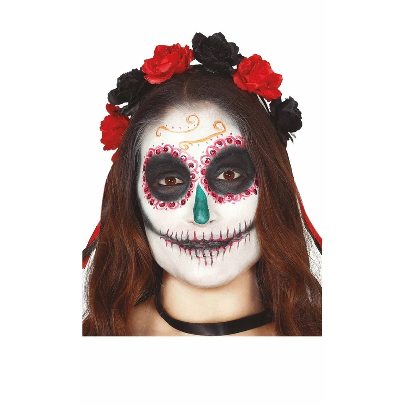 Catrina Haareif Blumen rot-schwarz