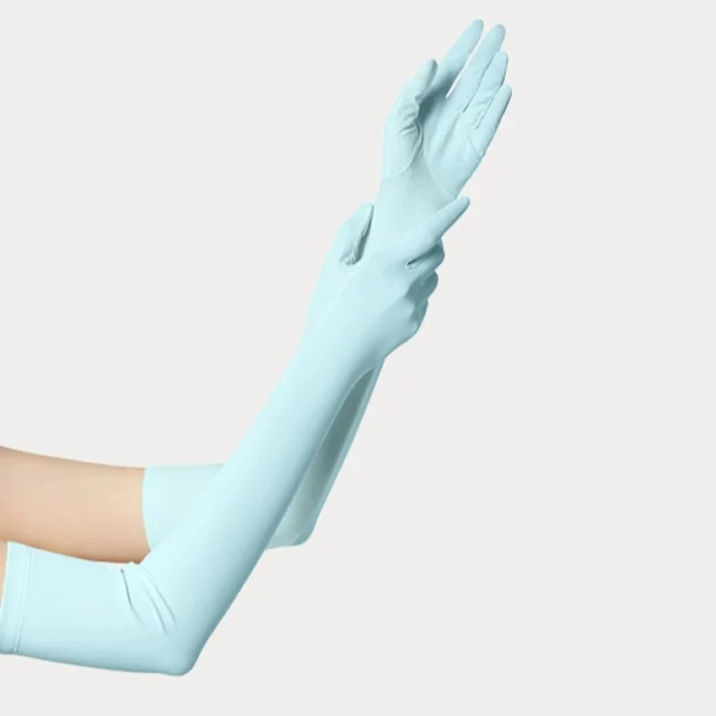 [Self-operated] Chinese Beneunder Bingxia series sunscreen sleeves, full finger length, Manyi blue, one size fits all, 1 pair UPF50+, cool, sunscreen, non-slip, non-falling
