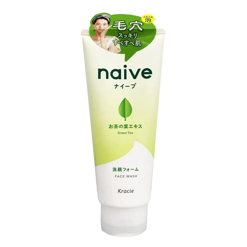 [Self-operated] Japanese KRACIE Kanebo NAIVE pure natural plant-based foaming facial cleanser, green tea, clear pores 130g, amino acid cleansing, moisturizing and non-drying