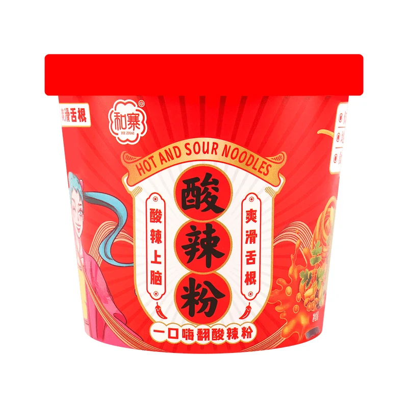 [Self-operated] China HEZHAI Haishijia Hot and Sour Noodles 130g Internet celebrity Hot and Sour Noodles Chongqing Sweet Potato Vermicelli Instant Bucket