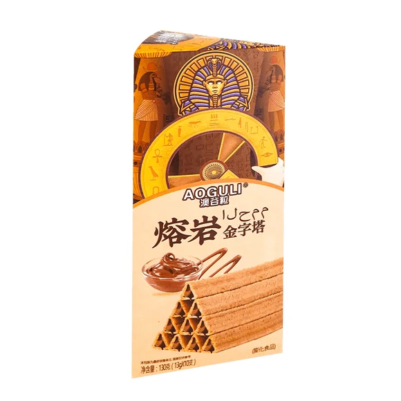 [Self-operated] China Australian Grain Lava Pyramid Chocolate Flavor 130g Triangular Crispy Wafer Biscuit Sandwich Rolled Cereal Crisp Bar Internet celebrity hot snack snack