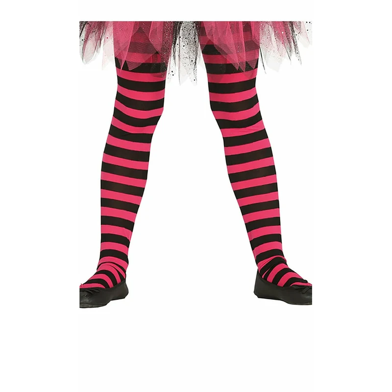Strumpfhose Basic gestreift rosa-schwarz für Kinder
