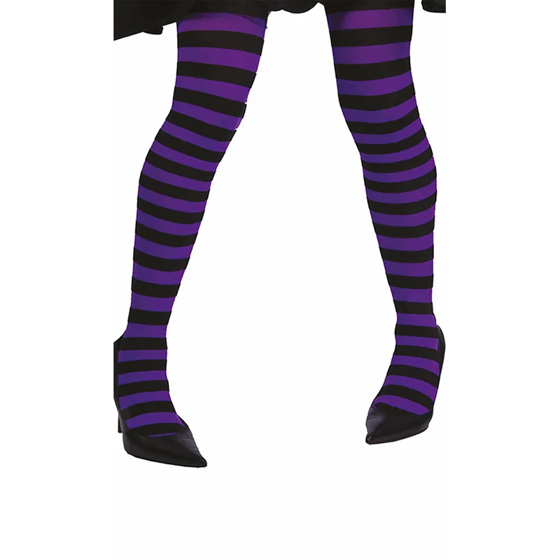 Strumpfhose Basic gestreift violett- schwarz