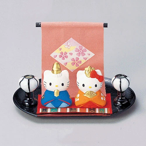[Self-operated] Japanese Sanrio Seto Ware Kitty Cat Japanese style cute pottery ornaments 2-piece gift ornaments set