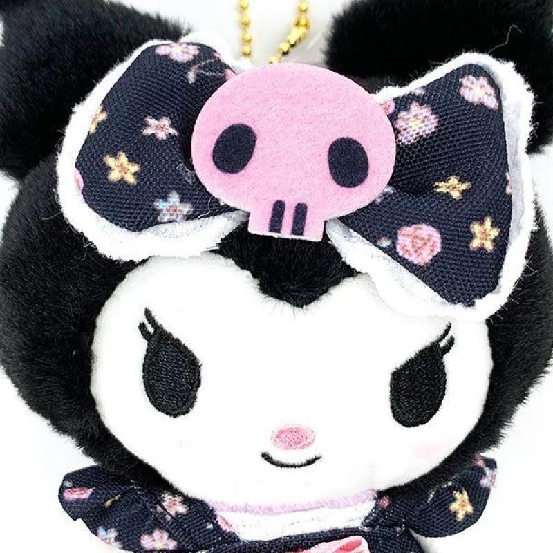[Self-operated] Japanese Sanrio mascot car bag bag charm keychain Kuromi floral bow style 1 pack