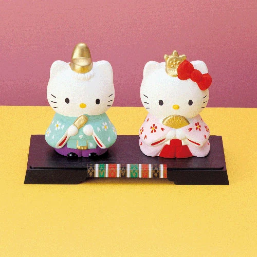 [Self-operated] Japanese Sanrio Seto Ware Kitty Cat Japanese style cute pottery ornaments 2-piece gift ornaments set