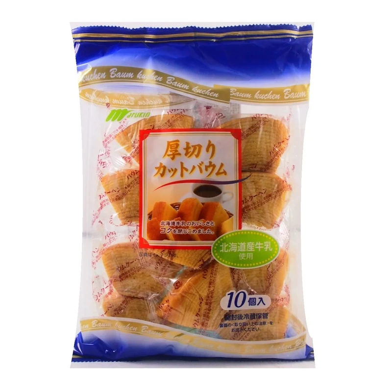 [Self-operated] Japanese MARUKIN thick-cut Hokkaido milk cake original flavor 10 pieces of Baumkuchen individually wrapped snack afternoon tea