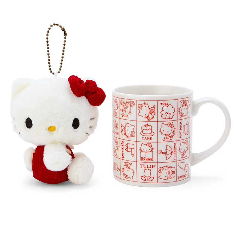 [Self-operated] Japanese Sanrio Hello Kitty plush doll keychain & ceramic mug set