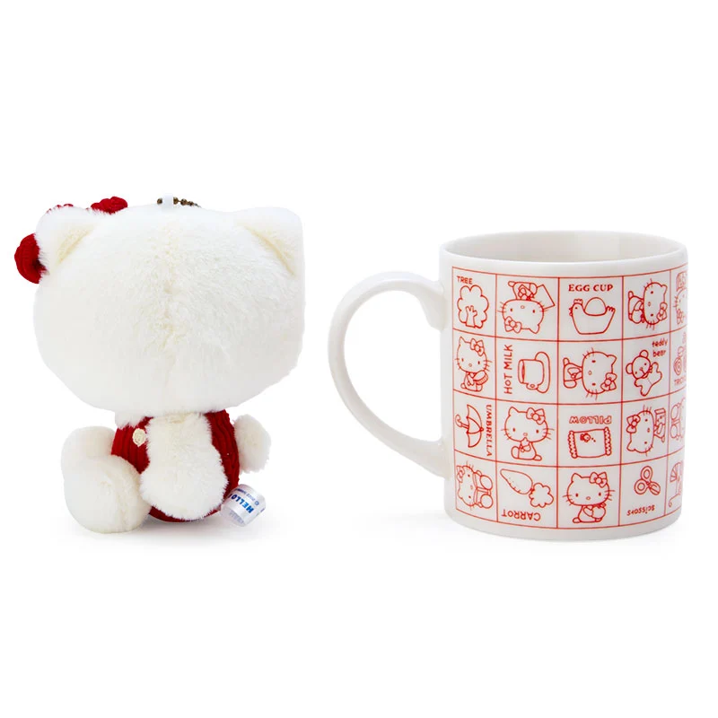 [Self-operated] Japanese Sanrio Hello Kitty plush doll keychain & ceramic mug set