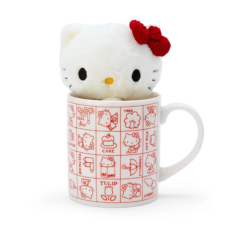 [Self-operated] Japanese Sanrio Hello Kitty plush doll keychain & ceramic mug set