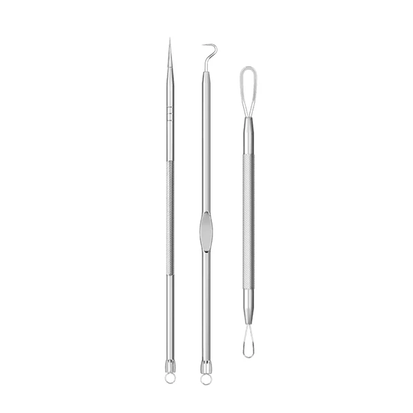 [Self-operated] China Goood Classic Acne Three-piece Set Acne Acne Needle + Curved Hook Acne Needle + Double-ended Blackhead Pressing Circle Ultra-sharp and Ultra-fine Acne and Blackhead Squeezing Tool