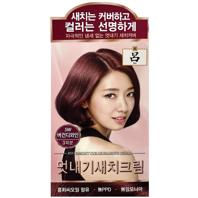 [Self-operated] Korean RYO Lu Colorful Plant Hair Dye 5W Burgundy 120g White Hair Covering Hair Dye